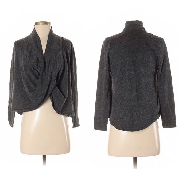 Anthropologie AMADI Gray Speckled Crossover Drape Front Top S - Picture 1 of 8